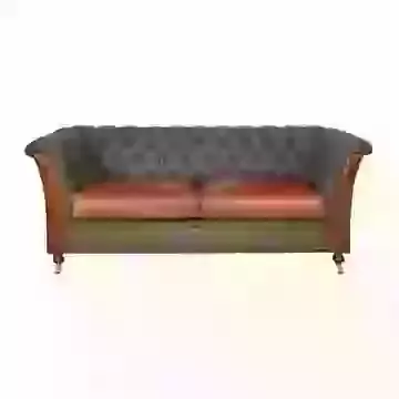 Chesterfield 2 Seater Sofa with Harris Tweed & Leather MIx